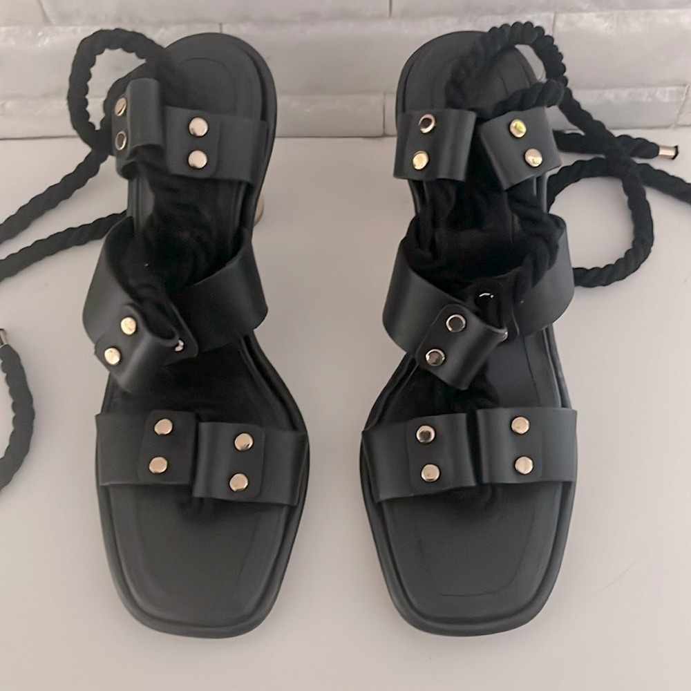 NEW Ulla Johnson Elvie Rope High Strappy Heel Sandal in Noir Size 38 US 7.5 - Picture 6 of 15